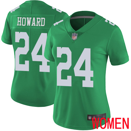 Women Philadelphia Eagles #24 Jordan Howard Limited Green Rush Vapor Untouchable NFL Jersey Football